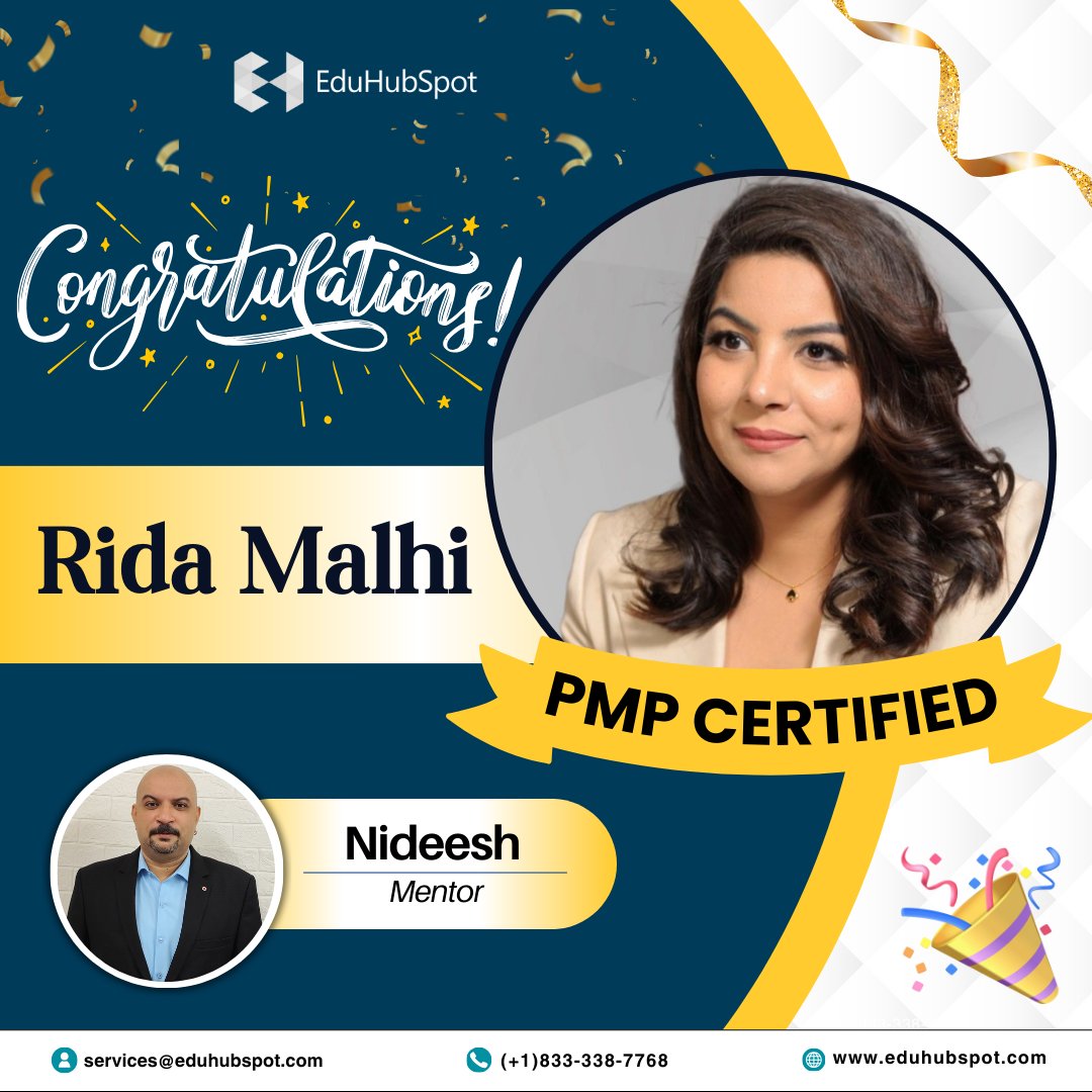 eduhubspot's tweet image. #SpotYourSuccess 🏆
Congratulations on achieving your PMP Certification, Rida Malhi, PMP! You have made us proud by achieving this certification. Wishing you more such milestones in the days to come!
 
Mentored by : Nideesh Balakrishnan

eduhubspot.com