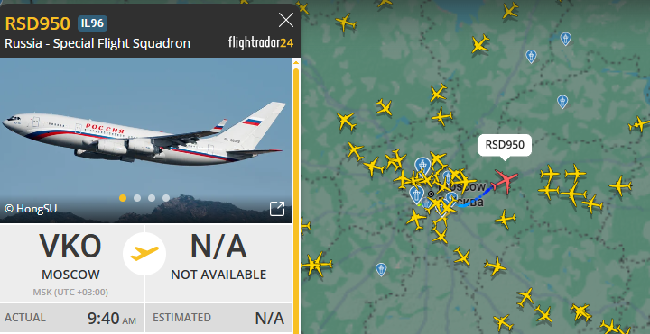 SoIL_Ops's tweet image. Russian mil or gov VIPs on the way out of Moscow to undisclosed destination Saturday mid-morning Moscow time. #Russians #RussianAsset #OSINT
