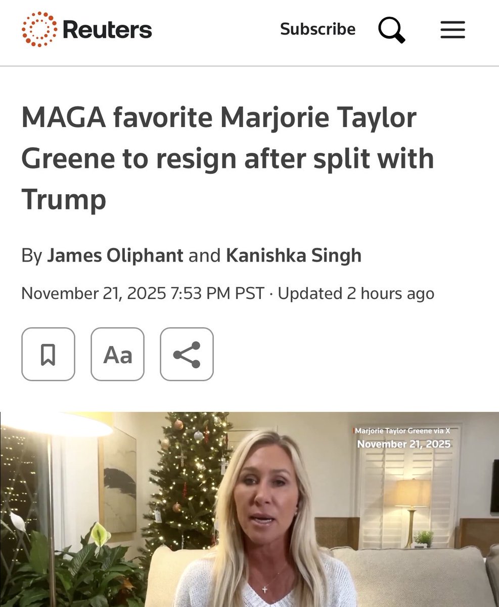 RealJakeBroe's tweet image. The Kremlin’s favorite Congresswoman has announced she is resigning from Congress because Trump was mean to her.  MAGA continues to self destruct.

(-) for Russia
(+) for America
