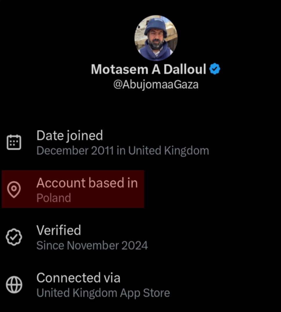 "Gaza-based journalist", based in Poland 🤣