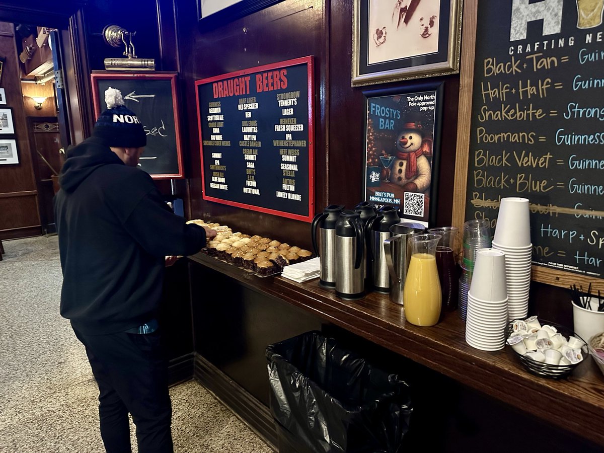 The coffee and pastries are out. Thanks <a href="/britspubmpls/">Brit's Pub</a>! Let’s go Chelsea.