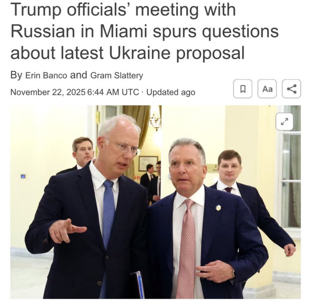 Microinteracti1's tweet image. U.S. officials are worried after a secret Miami meeting between people close to Trump and Kirill Dmitriev. The whole thing looked like one of those backrooms where the question of war or no war gets decided in silence. People in Washington say it feels surreal, with Trump…