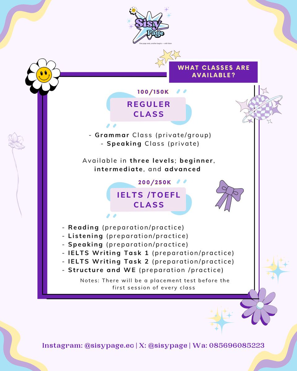 sisypage's tweet image. udah mau 2026 masih pusing sm grammar?

no more pusing yaa pals karena sekarang kelas grammar di sisypage udah buka, hanya 10k/sesi dan kalian bisa belajar grammar dari 0 sampai advanced😱

So, buruan daftar karena kuotanya terbatas!
#lesgrammar #lesielts #zonauang