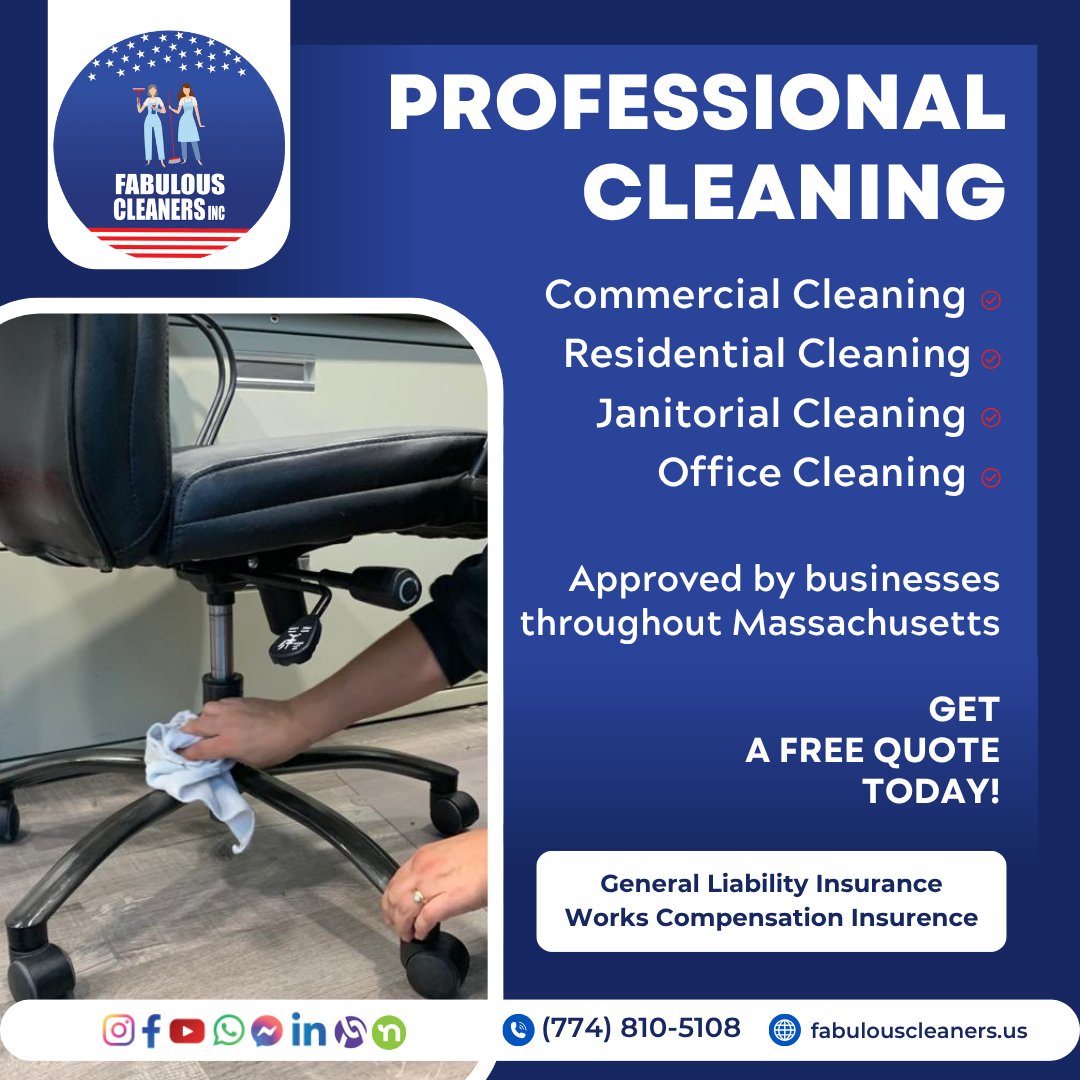 🥇Approved by businesses throughout Massachusetts!
🎯Schedule your appointment at (774) 810-5108 | fabulouscleaners.us/services#quote

We Serve the entire Cape Cod and region.

 #cleaningservices #capecodcleaning #officecleaning #housecleaning #commercialcleaning