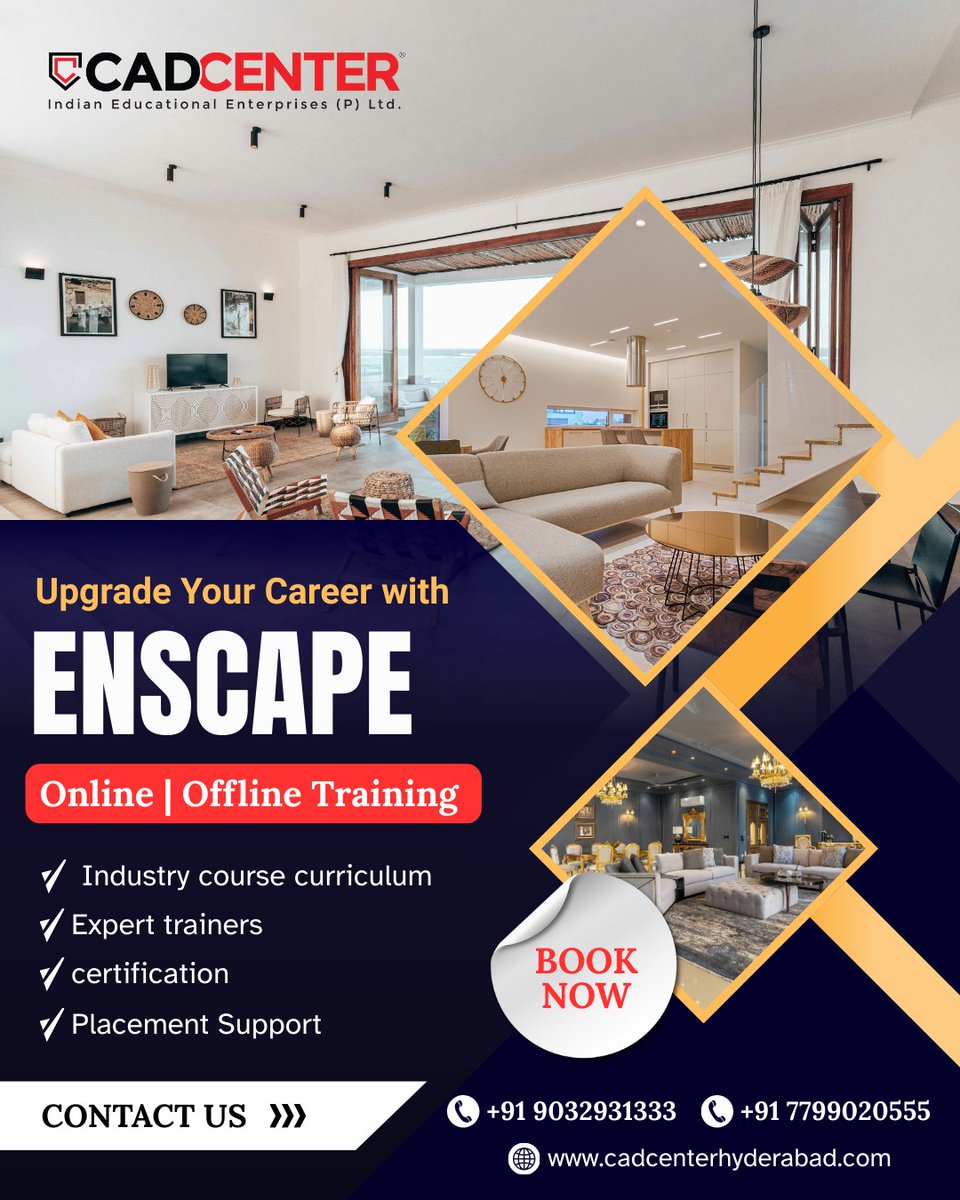 cadcenterhyd's tweet image. 🚀 Elevate Your Design Game with Enscape Training 🎨✨

Step into the world of immersive architectural visualization and unlock your full creative potential.

#enscape #architecturalvisualization #designinnovation #3drendering #creativemastery #careerelevated #interiordesign