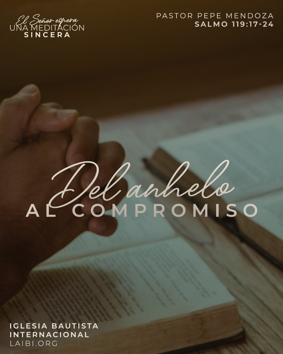 LaIBI's tweet photo. Este domingo en #LaIBI a las 9:00 a.m. y 11:45 a.m., el pastor José «Pepe» Mendoza (@pepieri) estará predicando el sermón «Del anhelo al compromiso» basado en Salmo 119:17-24.
Conéctate a nuestra transmisión entrando a https://t.co/KUmmjiX4sn https://t.co/VBD80oaHNp