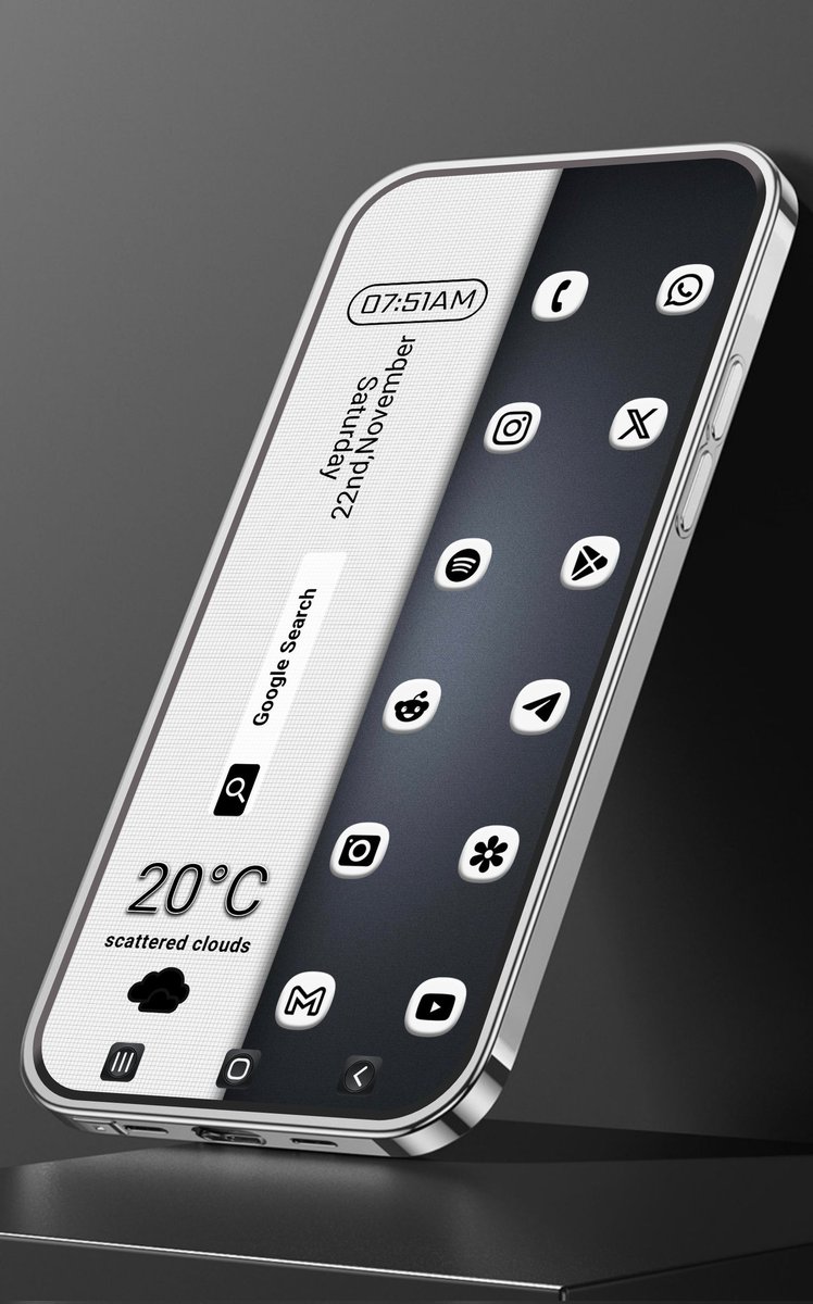 Setup: 113/2025

Widgets; GeM kwgt play.google.com/store/apps/det… <a href="/Ahmadansari2233/">AhMad 𝕏 Ansari</a> ... EDITED BY ME. 

Icons: One 3D White play.google.com/store/apps/det… <a href="/PizzApp_Design/">PizzApp Design 🎨</a> 

Wallpaper from Pinterest 

Mockup: <a href="/nalankang1/">nalankang</a>