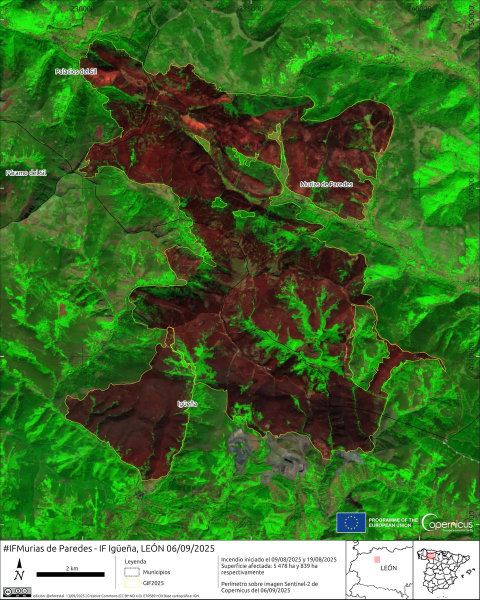 eforestal's tweet image. En gif.forestry.es hemos recogido todos los Grandes Incendios Forestales de los últimos 9 años (2017-2025)
Ahí puedes consultar el número, extensión, localización, evolución y más datos.

La mayoría de ellos evaluados con imagen satelital #Sentinel2 de 🇪🇺@CopernicusEU