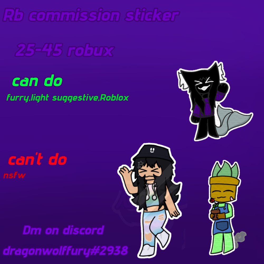 dragonwolffury's tweet image. I&apos;m doing sticker commission for while 
#RobloxCommissions