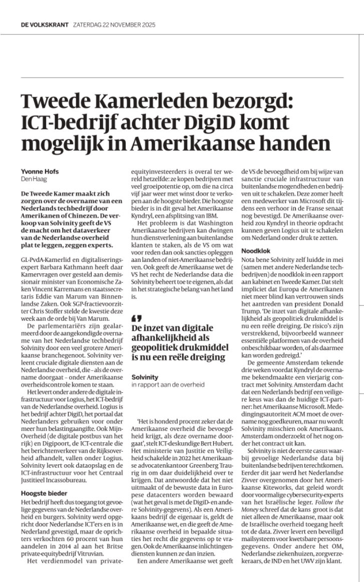 Goed dat de Kamer bezorgd is.
Nu nog in actie komen om dit op te lossen en in de toekomst te voorkomen! #tech #ICT