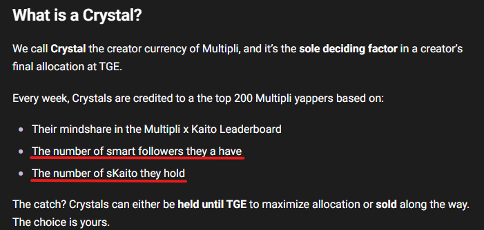 baggyudong78463's tweet image. 같이 주급 크리스탈 캐실분?

@multiplifi 
  
multiplifi는 매주 크리스탈을 보상으로 지급하는 주급 캠페인을 운영 중입니다.
리더보드 상위 200명에게 보상이 주어지지만,
단순히 Mindshare만으로 결정되는 구조는 아닌 것으로 보입니다.

보상은 위 이미지처럼 추가 조건 두 가지가 함께…