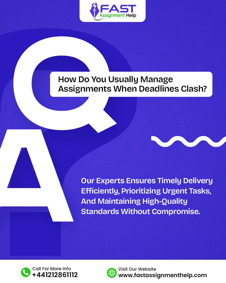 fastassignmenth's tweet image. Multiple assignments due at once? 😰

We handle the chaos.

Prioritize by urgency and complexity.
Assign expert writers to each task.
Maintain quality across all work.
Deliver on time, every time.
No stress. No compromises.
Drowning in deadlines? Let us help.