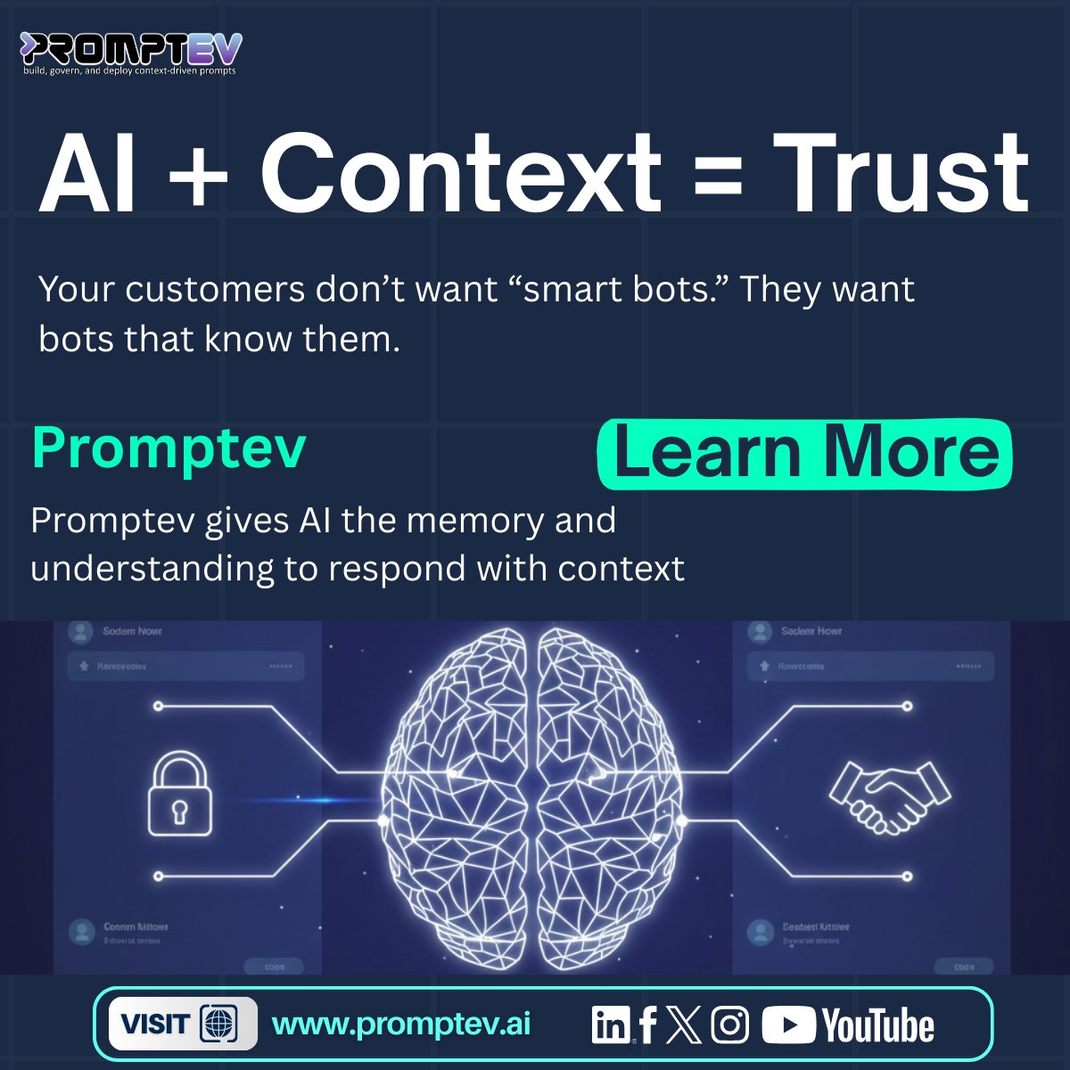 promptevai's tweet image. You don’t need bots that act smart. You need bots that know you. Promptev gives your AI real memory and context, so your workflows stay smooth and accurate.

Try it now 👉 bit.ly/4qNzOZW

#Promptev #AIWorkflow #ContextAwareAI #EnterpriseTech
