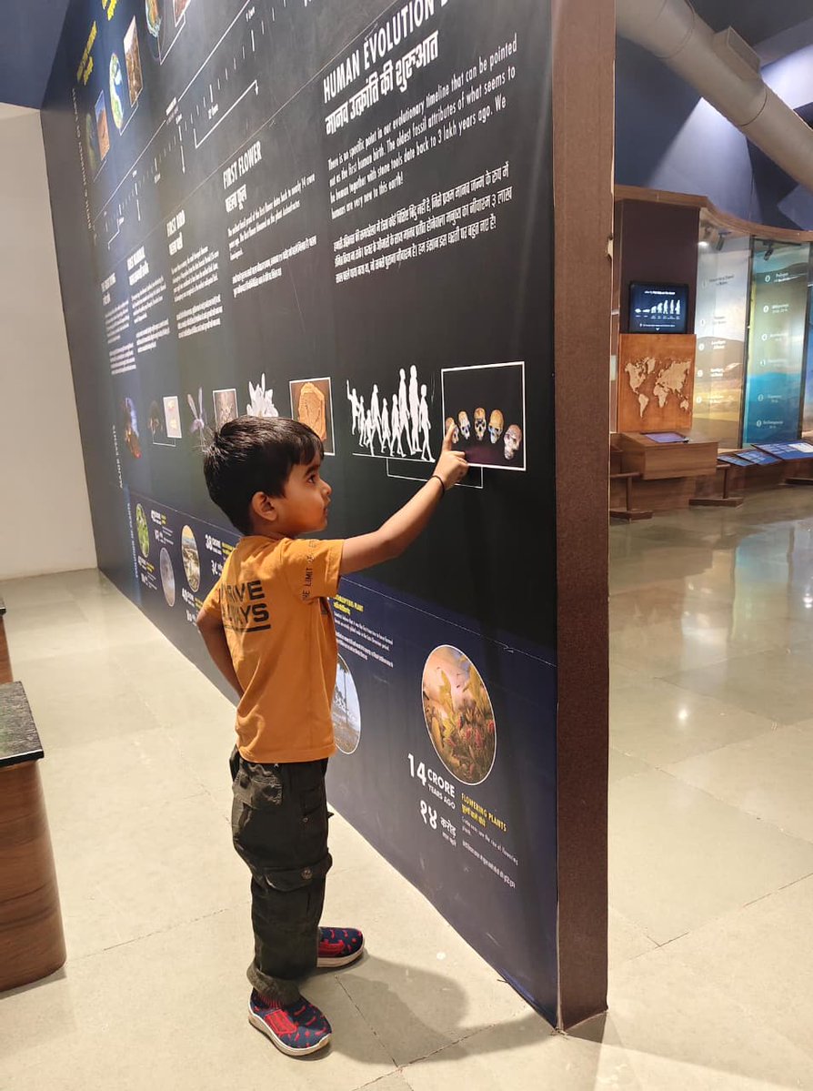 RSCRajkot's tweet image. Pahle ye the fir ye fir ye... 😮 Kid’s pointing at the human #evolution timeline &amp;amp; going, this info about #humanevolution! 🧒💡 Little explorer’s #curiosity in full swing at RSC-Rajkot! #ChildhoodWonder