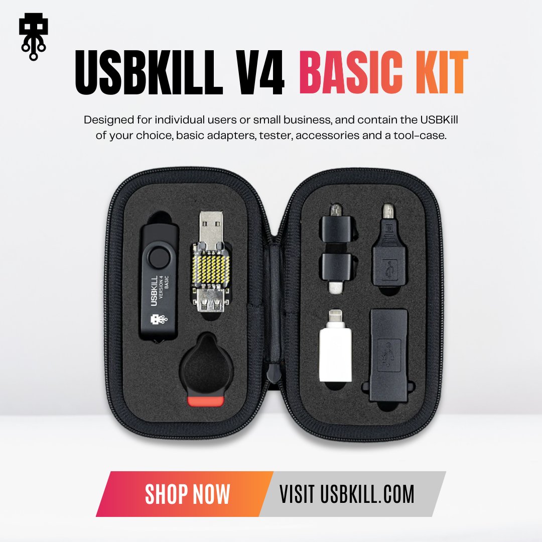 USBKill's tweet image. Your go-to tool for USB testing. USBKill V4 Basic Kit is compact, portable, and powerful. 🚀  l.usbkill.com/fDYW5 
#HardwareTesting #USBKillV4 #USBKill #Pentesting #infosec #security #RedTeam