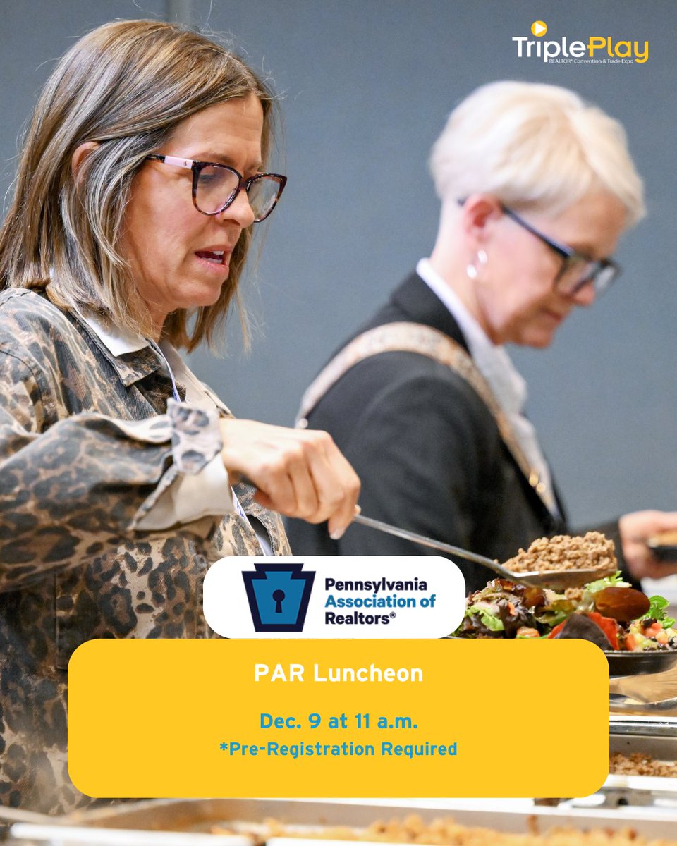 Pre-register for this year's specialty events such as NJ Realtors® Presidents Installation &amp; Gala, NYSAR's Reception, and Pennsylvania Association of Realtors® Luncheon. Learn more >> triplep.ly/3AGvLtn