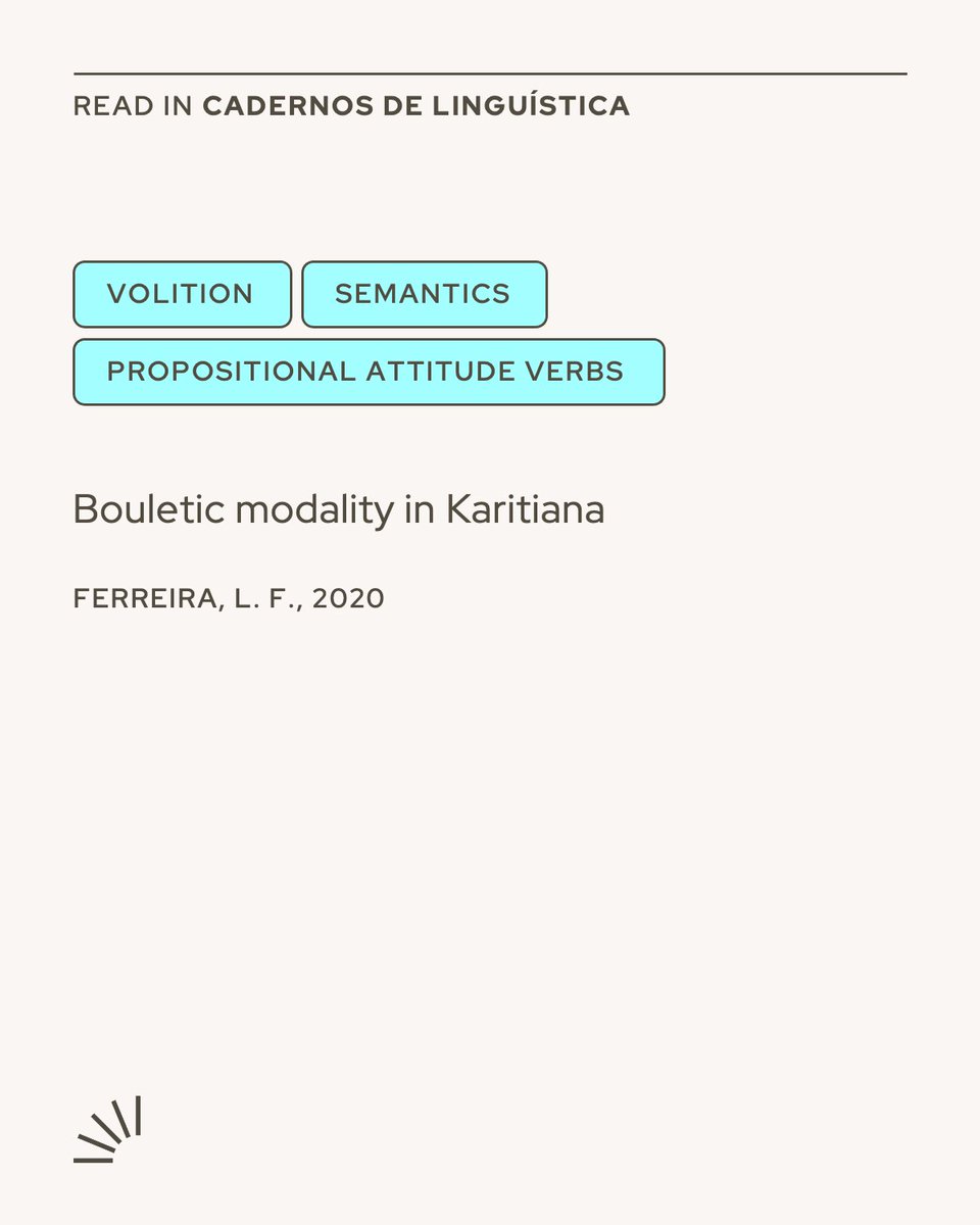 Luiz Ferreira shows how Karitiana expresses desire through three routes: the suffix wak for wanting something for oneself, the verb pyting for wanting events involving others, and the verb py’eep for rejecting an outcome. 
#linguistics 
doi.org/10.25189/2675-…