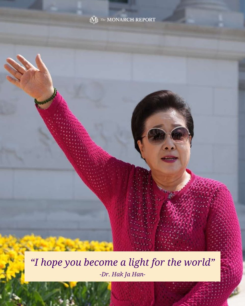 monarchreport25's tweet image. &quot;I hope you become a light for the world.&quot; - Dr. Hak Ja Han

Dr. Hak Ja Han&apos;s words reflect her life&apos;s work. For over 60 years, she has served humanity through peace initiatives across 194 nations. She built schools, hospitals, and reconciliation programs on six continents.

Her…