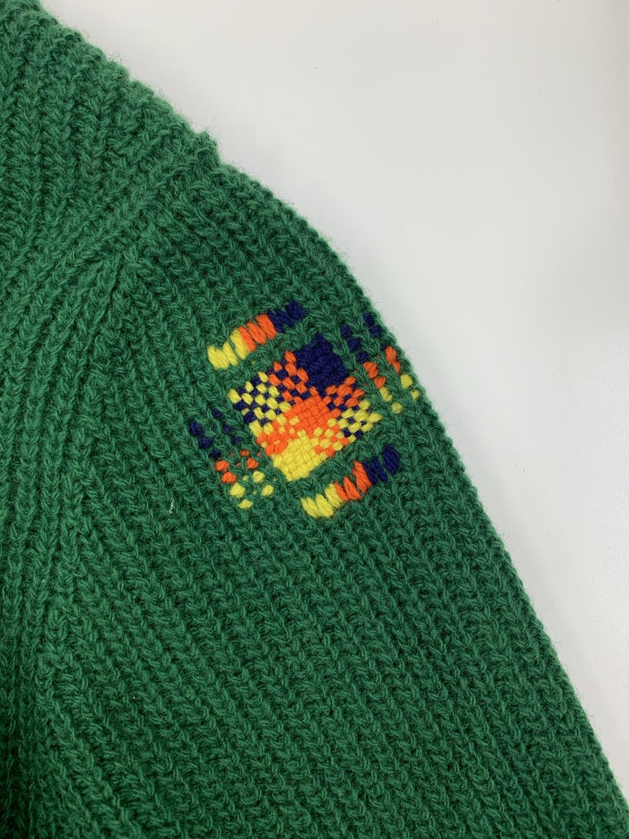 A recent commission- one small hole repaired with a colourful feature darn! 

#visiblemending #darning #repair #makedoandmend