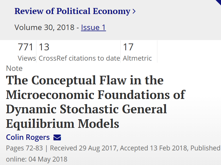 clintballinger's tweet photo. "The Conceptual Flaw in the Microeconomic Foundations of Dynamic Stochastic General Equilibrium Models" 

https://t.co/4tlLHGMFL5 https://t.co/vwp5kiCULN
