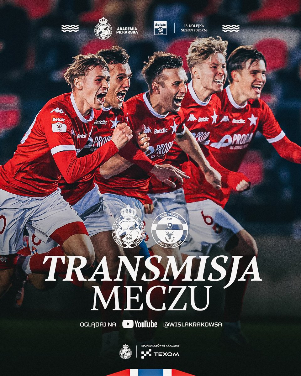 Sobota też z meczem 😎 Wisła II Kraków zaczyna dzisiaj rundę rewanżową od starcia ze Spartą Kazimierza Wielka, a my tak, jak zawsze starujemy z transmisją na naszym kanale o 16:55 ➡️ bit.ly/WisłaIIKraków_…