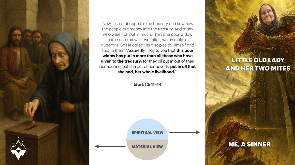 Material view (eyes) and spiritual view (nous) of the same story: