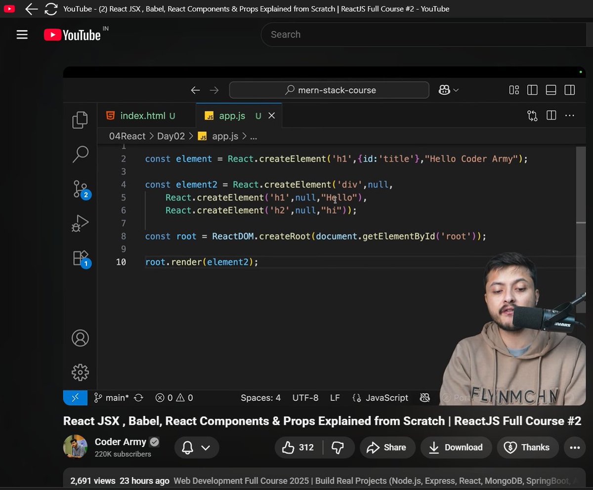 Aditya_Ch_20's tweet image. Learning React day 2 ! 🔥

Today I covered JSX, Babel, Components &amp;amp; Props — starting to understand how React builds UI in a cleaner way compared to React.createElement.

#ReactJS #Frontend #MERN #LearningInPublic #100DaysOfCode #WebDev @rohit_negi9 @CoderArmy