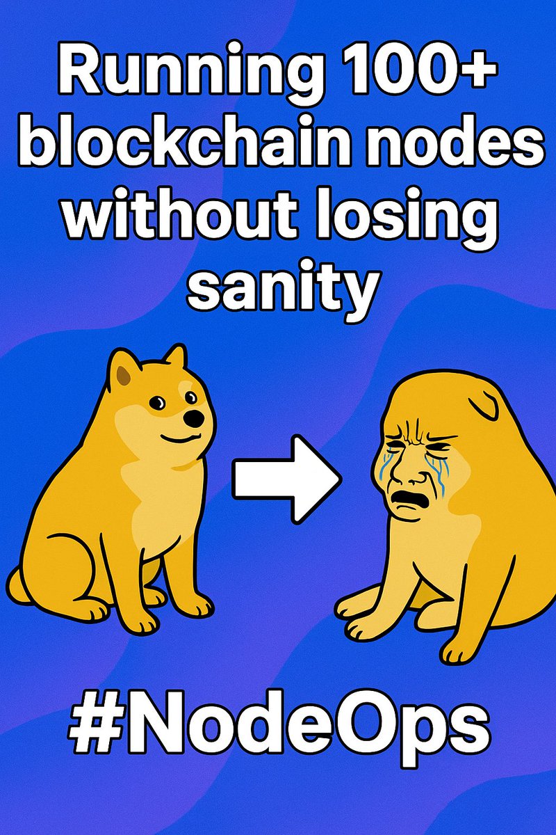 assyd974's tweet image. 🧵 Running 100+ blockchain nodes without losing sanity (spoiler: you won’t)
Because node ops is basically DevOps but on hard mode.
#NodeOps #DevOps #BlockchainInfra
