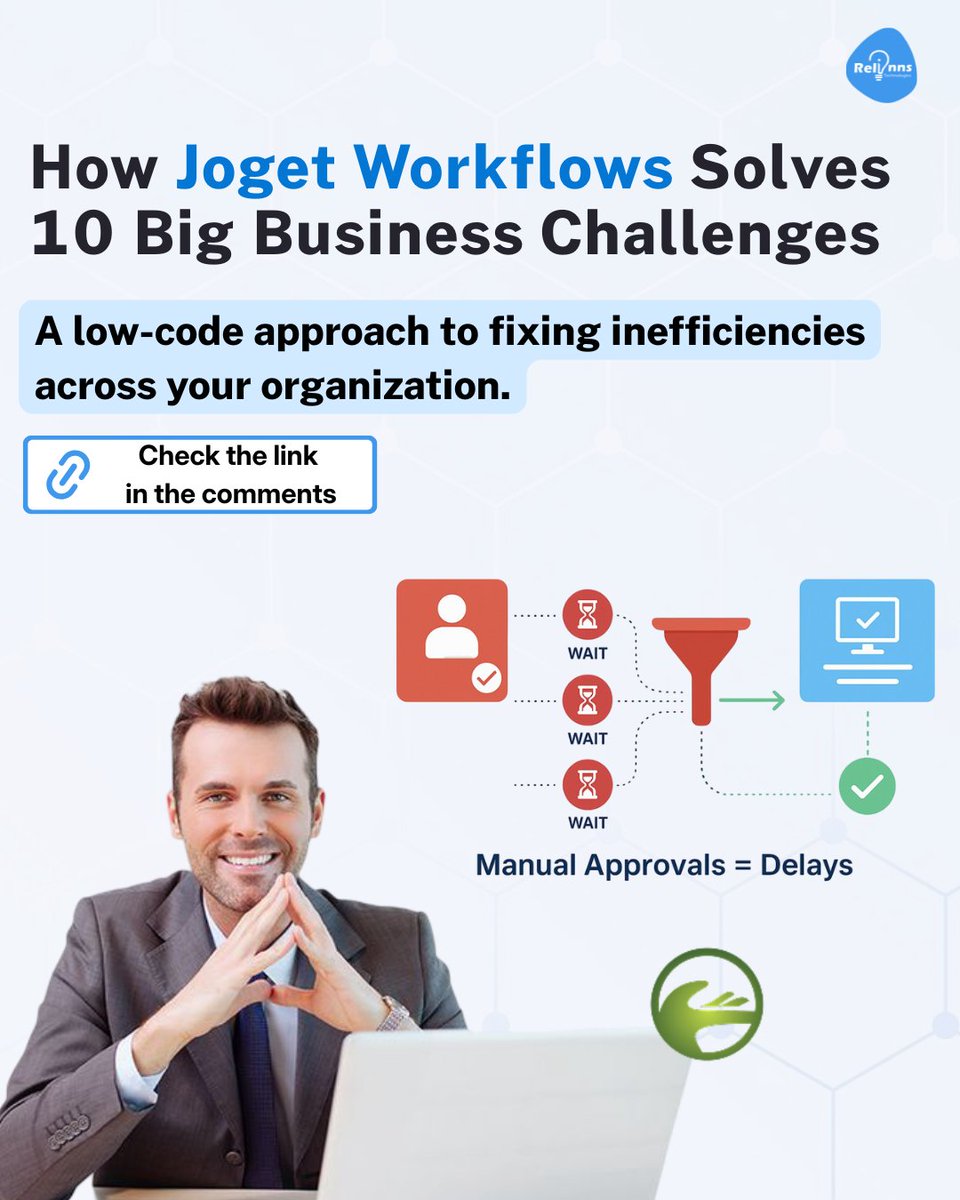 Relinns's tweet image. Disconnected systems create duplicated work and costly errors. 📉
Joget connects CRM, ERP, HR, and legacy tools into one seamless workflow.

Discover 10 business problems solved with Joget Workflows.
🔗 Link in the comments.

#JogetWorkflows #LowCode 
#AutomationTools #DataSilos