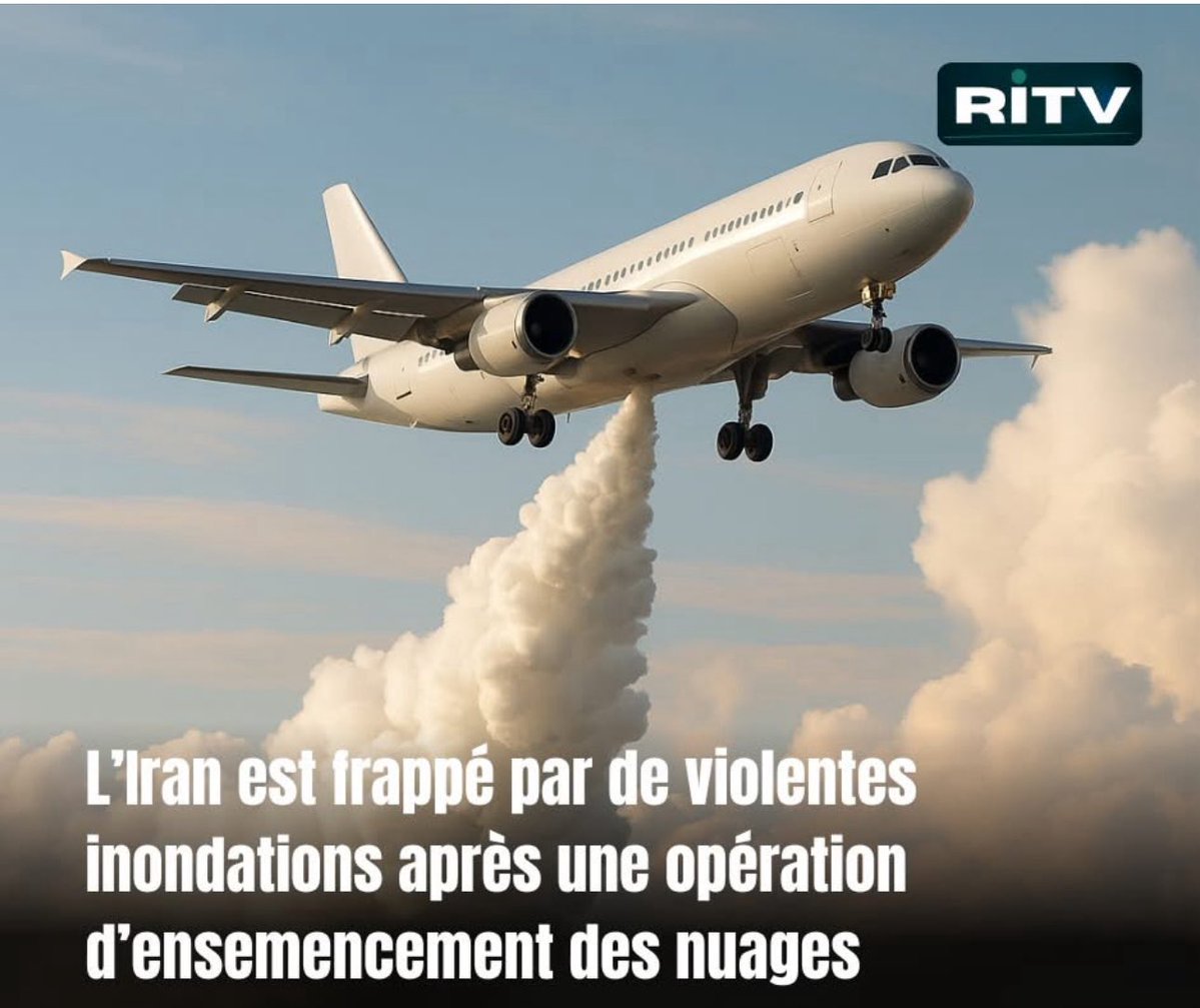camille_moscow's tweet image. L’Iran, confronté à sa pire sécheresse depuis des décennies, a expérimenté l’ensemencement des nuages pour provoquer des pluies.
Les autorités prévoyaient un impact limité.

Résultat : Des pluies torrentielles ont pourtant frappé plusieurs villes, provoquant de violentes…