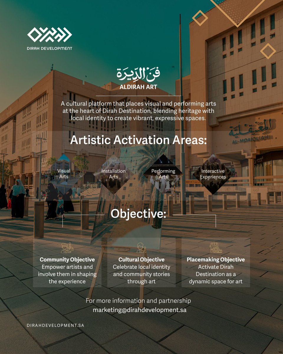 DirahDev's tweet image. At Dirah Development, we foster promising opportunities that empower local artists through creative partnerships, enriching cultural experiences and strengthening the presence of artistic heritage.