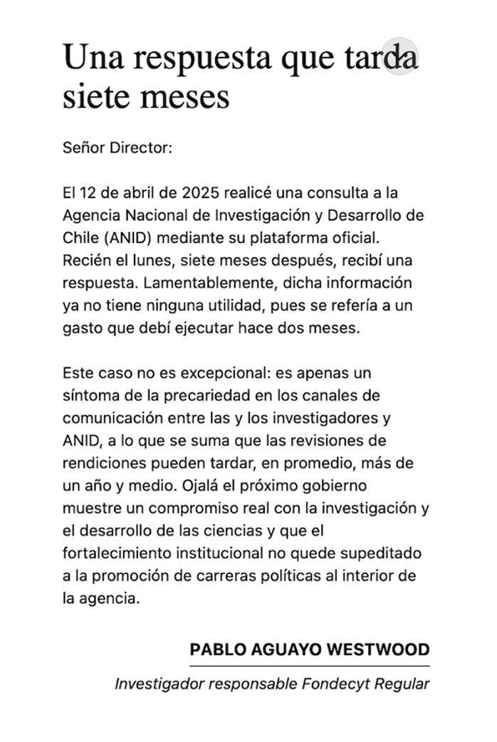 Anid siendo Anid. 
No es un problema de quienes trabajan ahí, sino de quienes dirigen y han dirigido la agencia