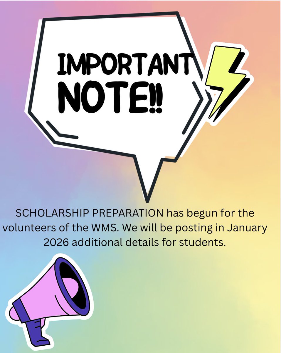 The WMS is gearing up for our Matching Scholarship Program. Scholarships will be awarded in May 2026 at the City of Weston Commission Meeting. Please check our social media pages in January. <a href="/CypressBayPTSA/">CypressBayPTSA</a> <a href="/westernchorus/">Western HS Chorus​ & Vocal Music</a> @WesternHighBand