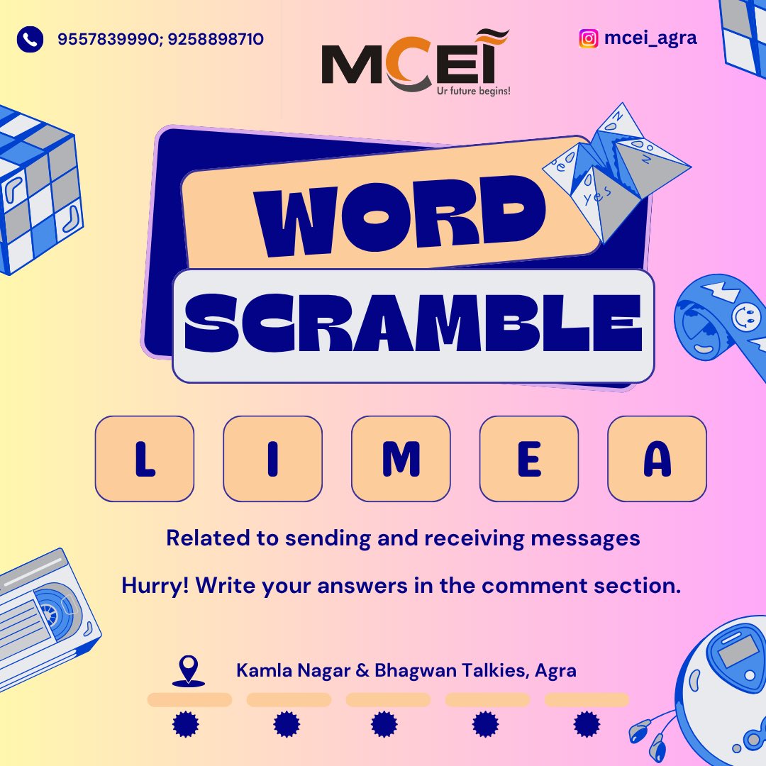 mceiagra's tweet image. Comment and Like the Post if you found it.
Get in touch with MCEI (Mittal Computer Education Industry)!
For more information:-
📍Branch 1: Kamla Nagar, Agra 
📞 7895221234
📍Branch 2: Bhagwan Talkies, Agra 
📞 8449697424
#bestcomputertraininginstituteinagra #computercourses #mcei