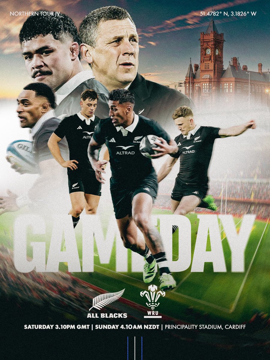 AllBlacks's tweet image. Ready to roll for the final time this year ☝🏼 

Game Day in Cardiff 😤