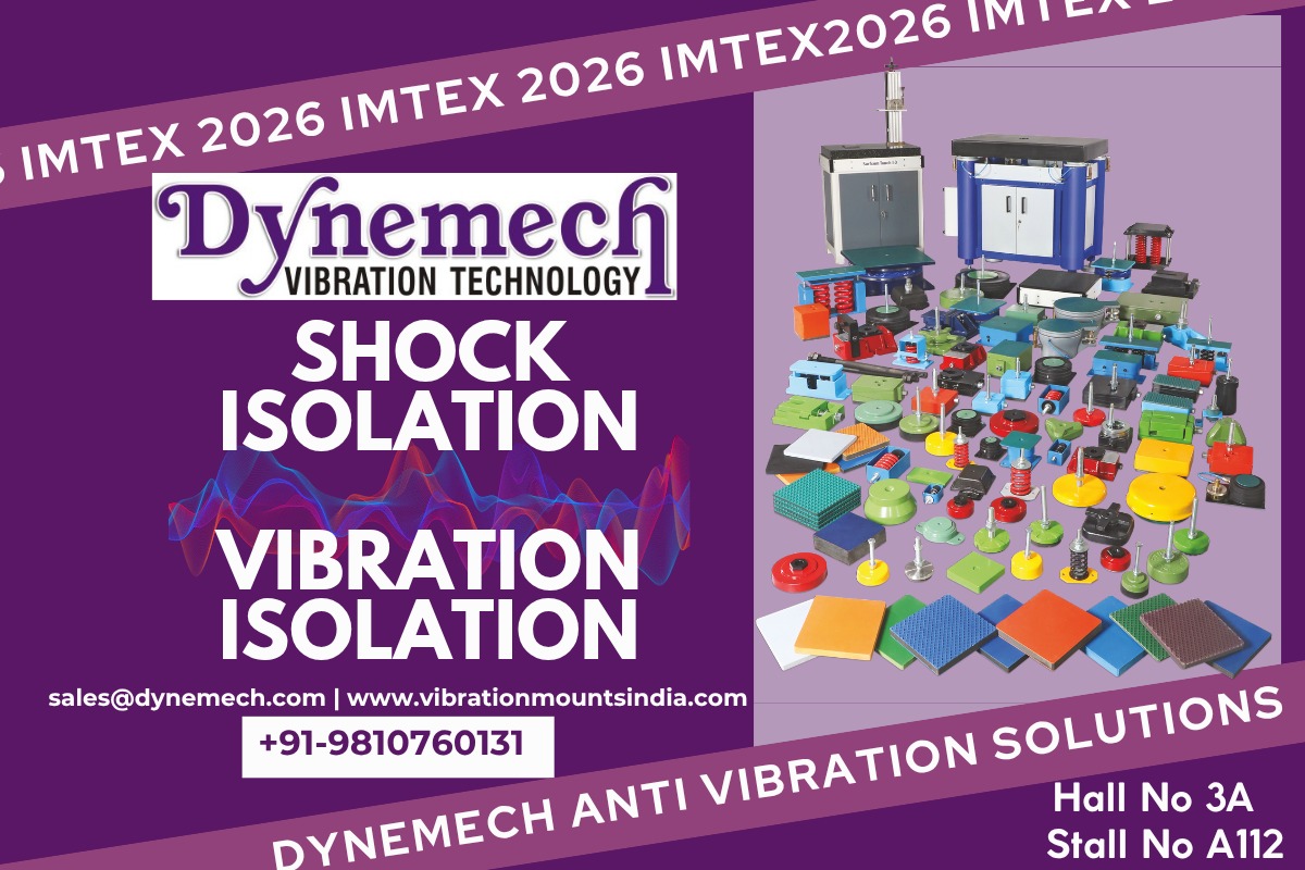 dynemech's tweet image. 𝐉𝐨𝐢𝐧 𝐃𝐲𝐧𝐞𝐦𝐞𝐜𝐡 𝐒𝐲𝐬𝐭𝐞𝐦𝐬 𝐚𝐭 𝐈𝐌𝐓𝐄𝐗 𝟐𝟎𝟐𝟔

𝐃𝐚𝐭𝐞: 22–28 Jan 2026
𝐇𝐚𝐥𝐥 𝐍𝐨.: 3A
𝐒𝐭𝐚𝐥𝐥 𝐍𝐨.: A112

#Dynemech, #IMTEX2026, #VibrationIsolation, #ShockIsolation, #AntiVibration, #VibrationControl, #MadeinIndia

+91-9810760131
sales@dynemech.com