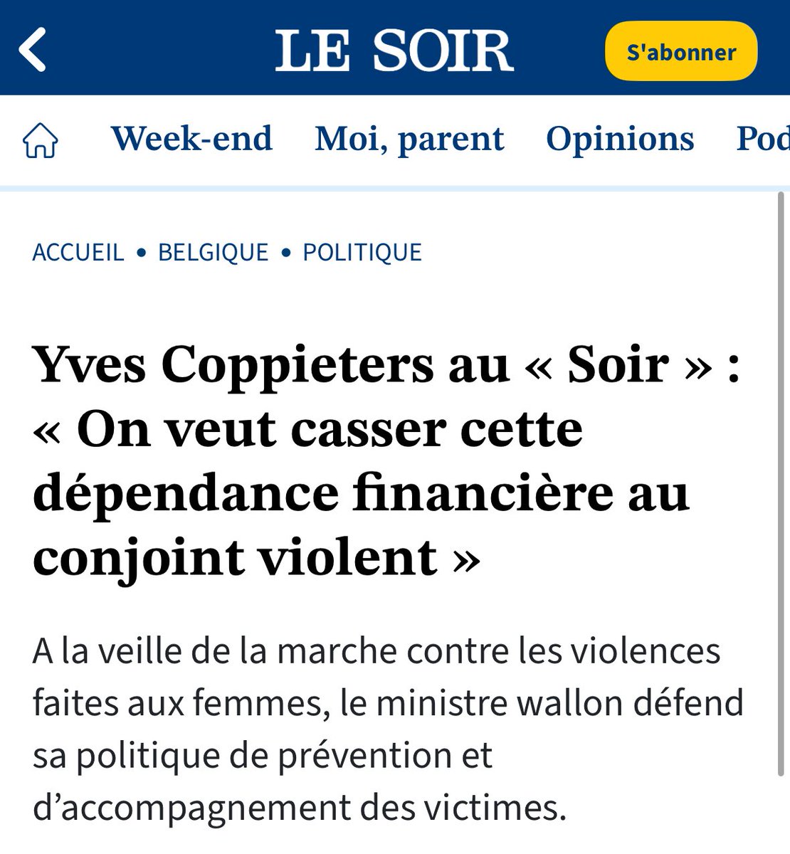 Discours féministe le matin, sanctions contre les femmes cohabitantes l’après-midi. Les Engagés promettent de lutter contre les violences faites aux femmes mais privent des milliers d’entre elles  de leur autonomie financière en privant d’allocation les femmes cohabitantes