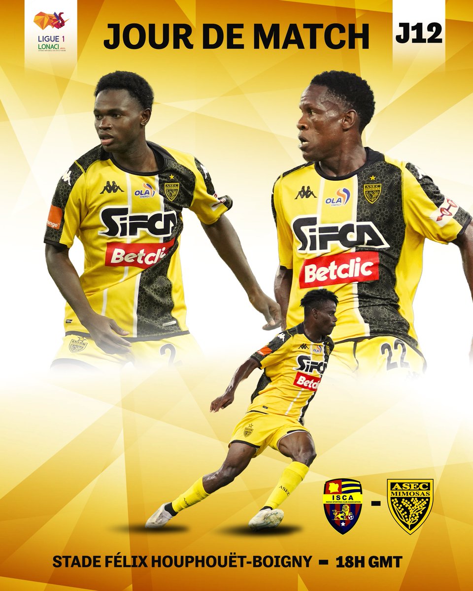 ASECMimosas's tweet image. #Actionnaires 💛🖤
C’est jour de match !

Portés par une belle dynamique, nos #Mimos entendent enchaîner ce soir face à l’ISCA.
Détermination, solidarité et envie : tout est réuni pour aller chercher une nouvelle victoire !

📍 Stade Félix Houphouët-Boigny
⏰ 18H GMT

Ensemble…