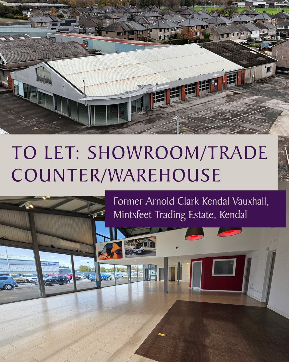 🏢 High Profile Showroom/Trade Counter/Warehouse To Let  🏢

📍 Former Arnold Clark Kendal Vauxhall, Mintsfeet Trading Estate, Kendal, Cumbria LA9 6NN

Rentals from £36,000 per annum exclusive 

🔗 View more on our website: loom.ly/fJ9eOvc

📞 01539 769790