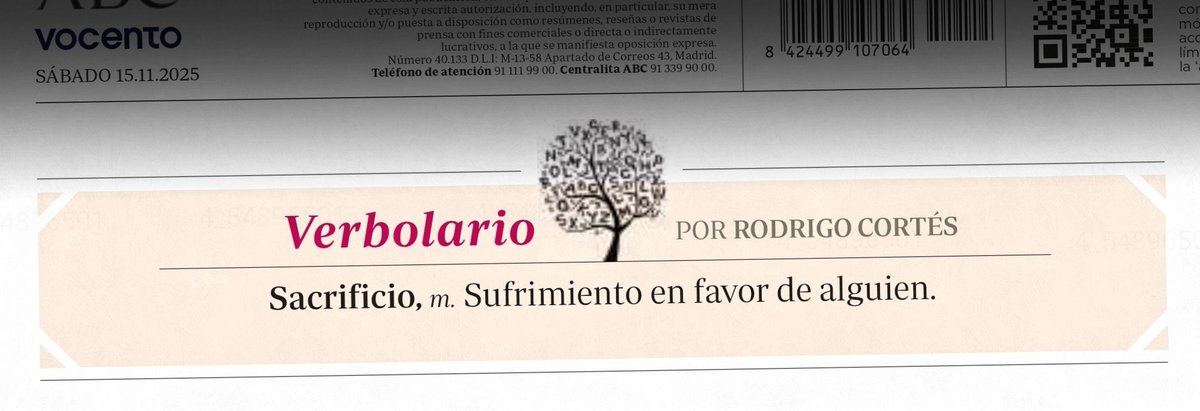 Verbolario's tweet image. «Sacrificio»; 15/nov/2025: voz n° MMMDCCXXXVIII @rodrigocortes