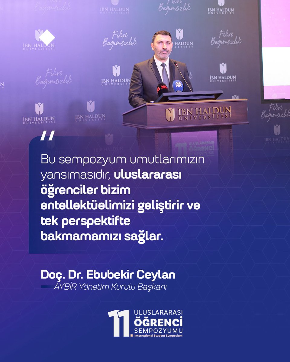 udeforgtr's tweet photo. 11. Uluslararası Öğrenci Sempozyumu’nda AYBİR Yönetim Kurulu Başkanı Doç. Dr. Ebubekir Ceylan konuşmasını gerçekleştiriyor.🎤 https://t.co/lOAuwP0ZAM
