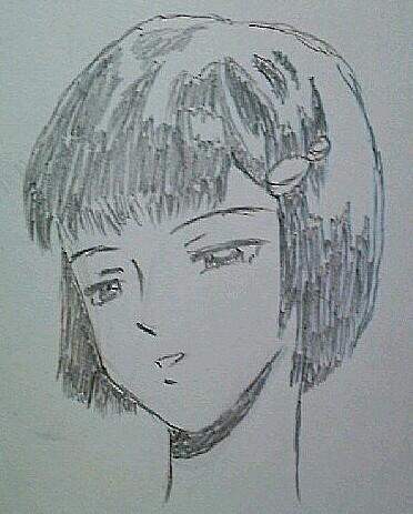 なお、唯一描けたのが彼女になります。 他のコは難しくて、納得いく絵