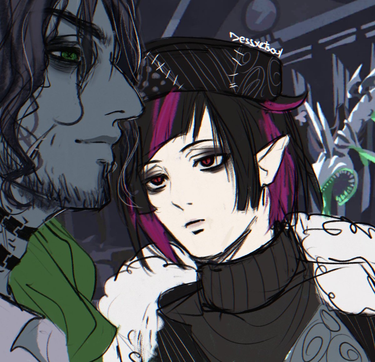 dessxrtsoul's tweet image. Lilia keeping an eye on him since he arrived lmaooo