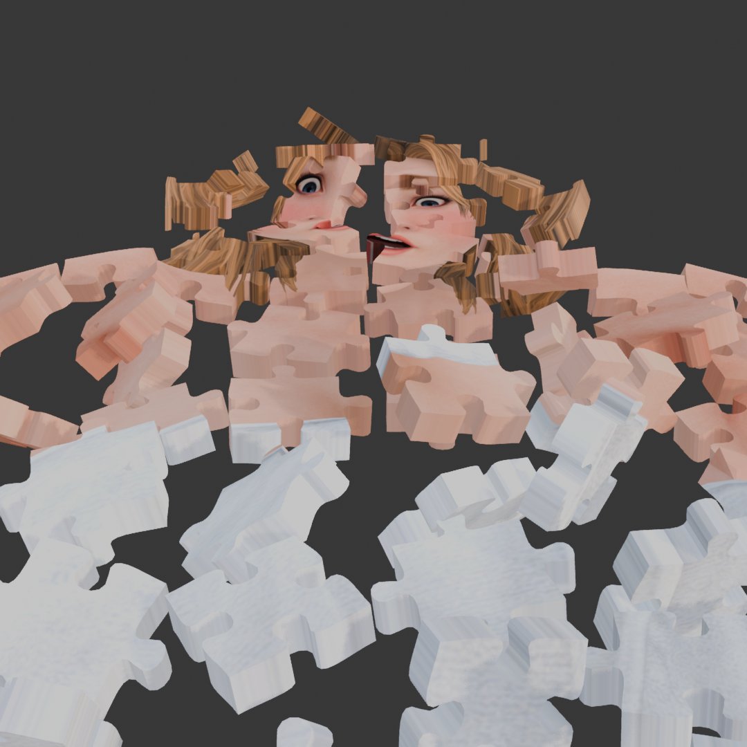 sneaslore's tweet image. oh right, nearly forgor about this puzzle tf I experimented  with. guess you could say my thoughts are scattered like her pieces ;&amp;gt;w&amp;gt;

featuring Tina’s model from Shuubaru x3

#状態変化