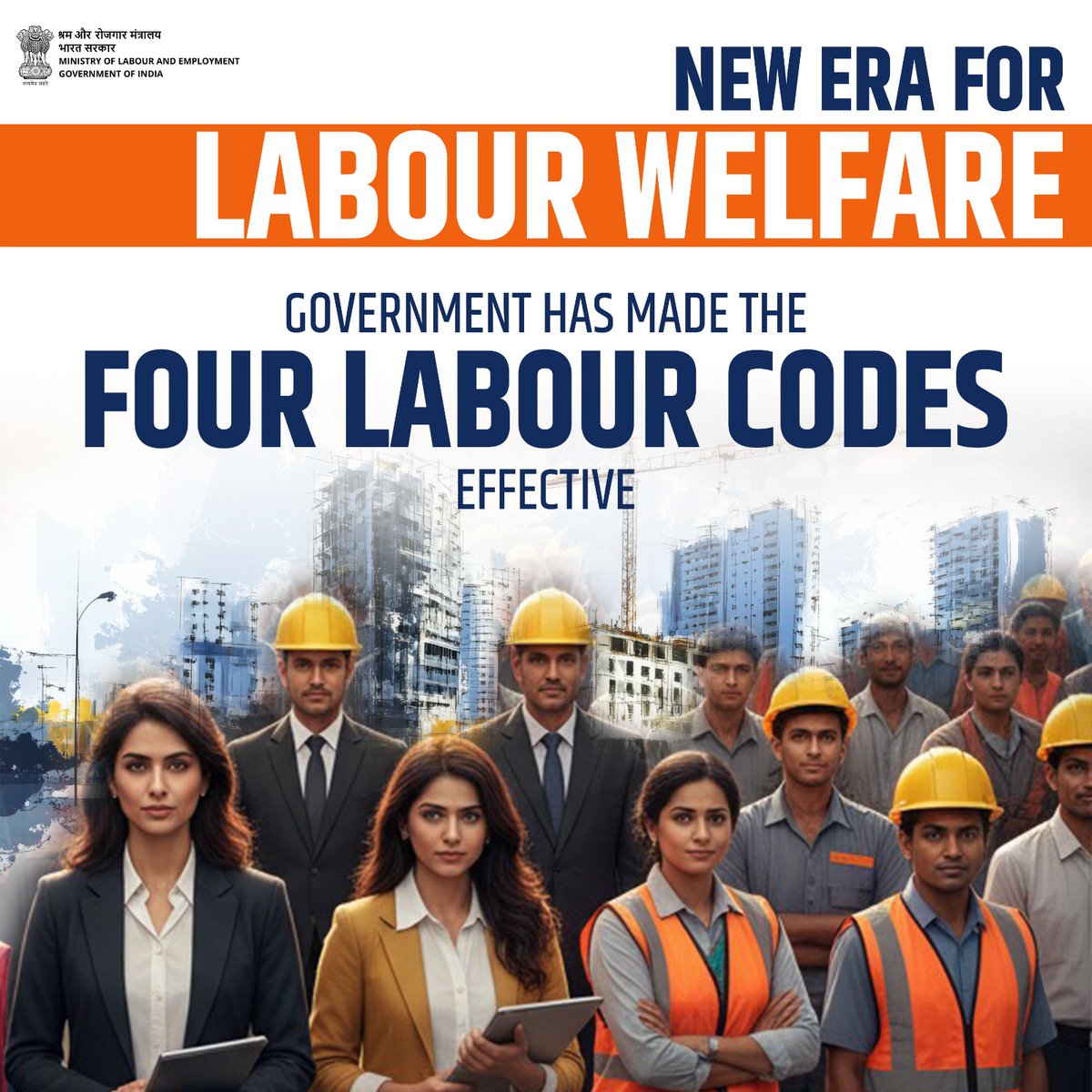 PIBWCD's tweet image. India grows when its workers grow.

The Labour Codes recognise that progress requires healthier workplaces, protected livelihoods and the assurance that every worker matters, because building a strong nation begins with protecting the people who build it. 

#ShramevJayate