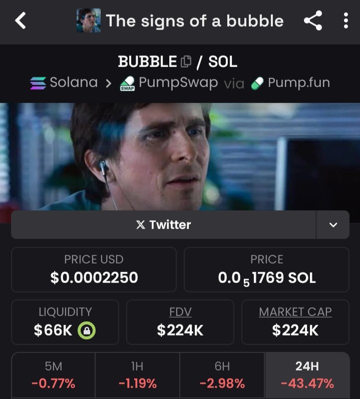 Web4Quant's tweet image. Who&apos;s running the signs of a $Bubble?

Aped small bag here.