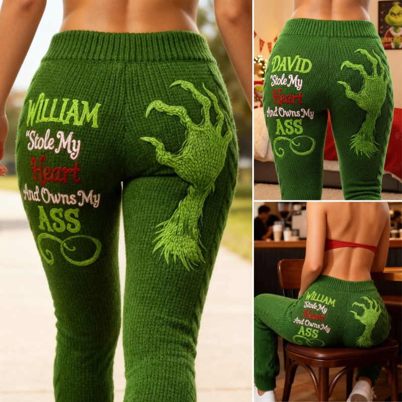 MunbeePrints's tweet photo. He Stole Your Heart… And Owns Your Ass! These hilarious personalized leggings are the perfect mix of naughty and festive! Add his name for a gift she’ll never forget. Shop now for Christmas!