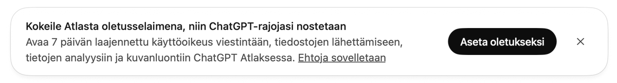 petterij's tweet image. Aika ovela veto OpenAI:ltä. Haalivat käyttäjiä selaimelleen, voi sitten kukin miettiä miksi. #Atlas #OpenAI