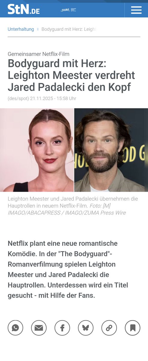 gabstdv's tweet image. Bodyguard/Jared made it even to the local paper here in Stuttgart (Stuttgarter Nachrichten)
So proud of it👏👍 @jarpad @GenPadalecki