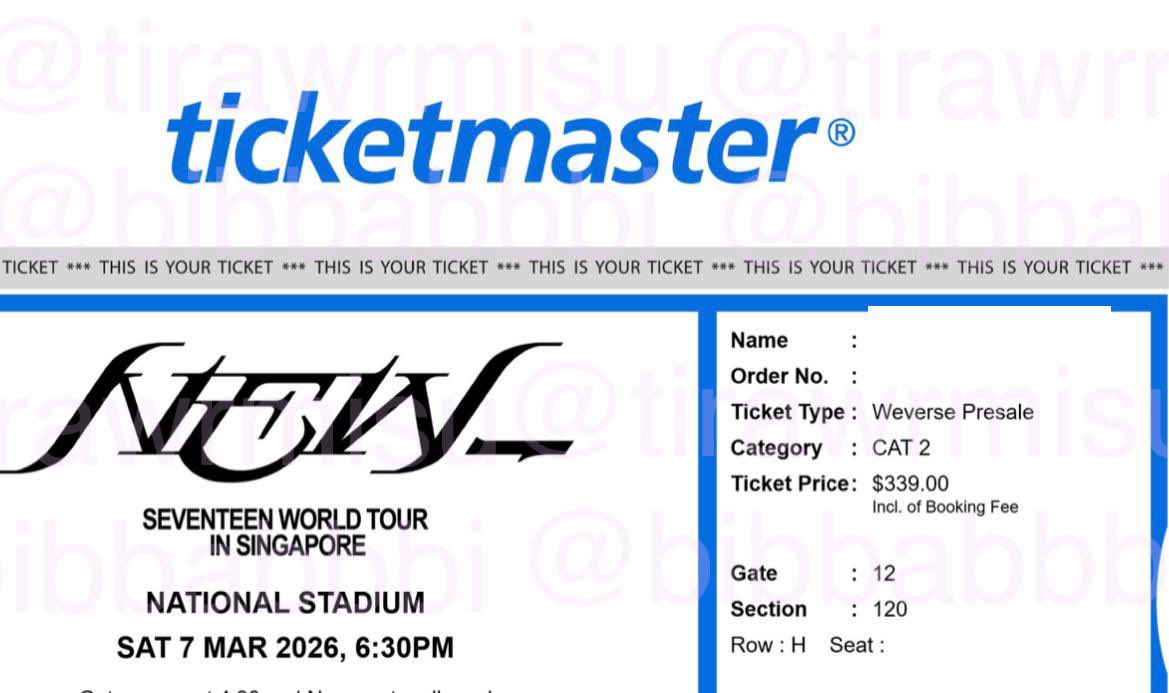 bibbabbbi's tweet image. [HELP RT] ✨
WTS / WANT TO SELL
SEVENTEEN WORLD TOUR NEW_ IN SINGAPORE 🇸🇬 

CAT 2 120. Row H, 2 TIX
Seat side by side

✅IDR/EUR-WISE-PAYPAL
✅personal tickets, got better seats
✅serious buyer only!
✅all proofs provided

#SEVENTEEN_NEW_SINGAPORE#SEVENTEEN_NEW_IN_SINGAPORE